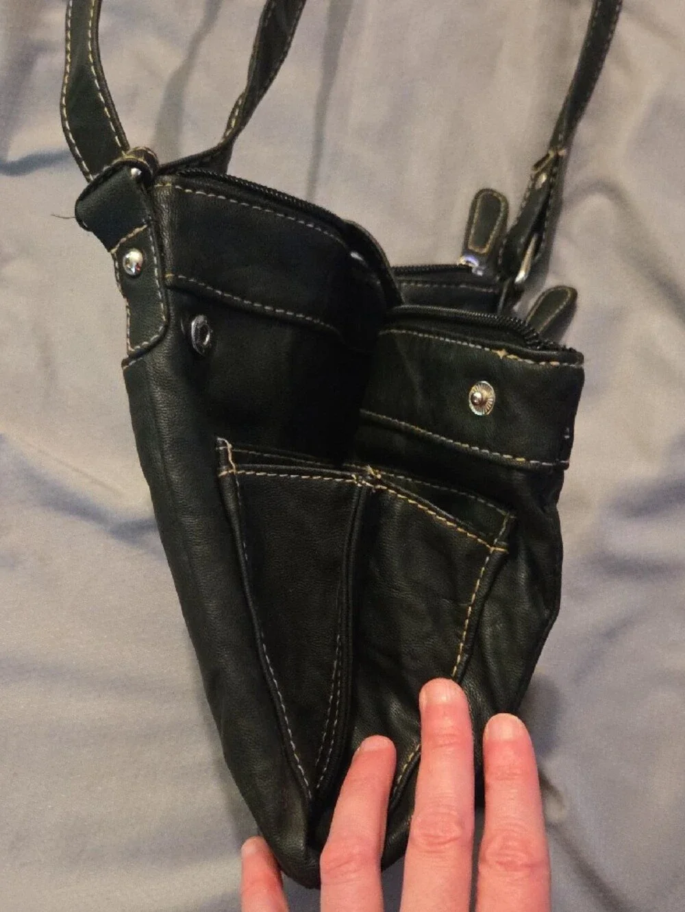 Rosetti Black Faux Leather Crossbody